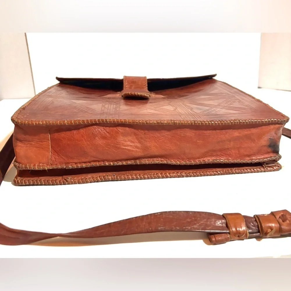 Handmade unisex Elegant Brown Leather Men's  crossbody Bag